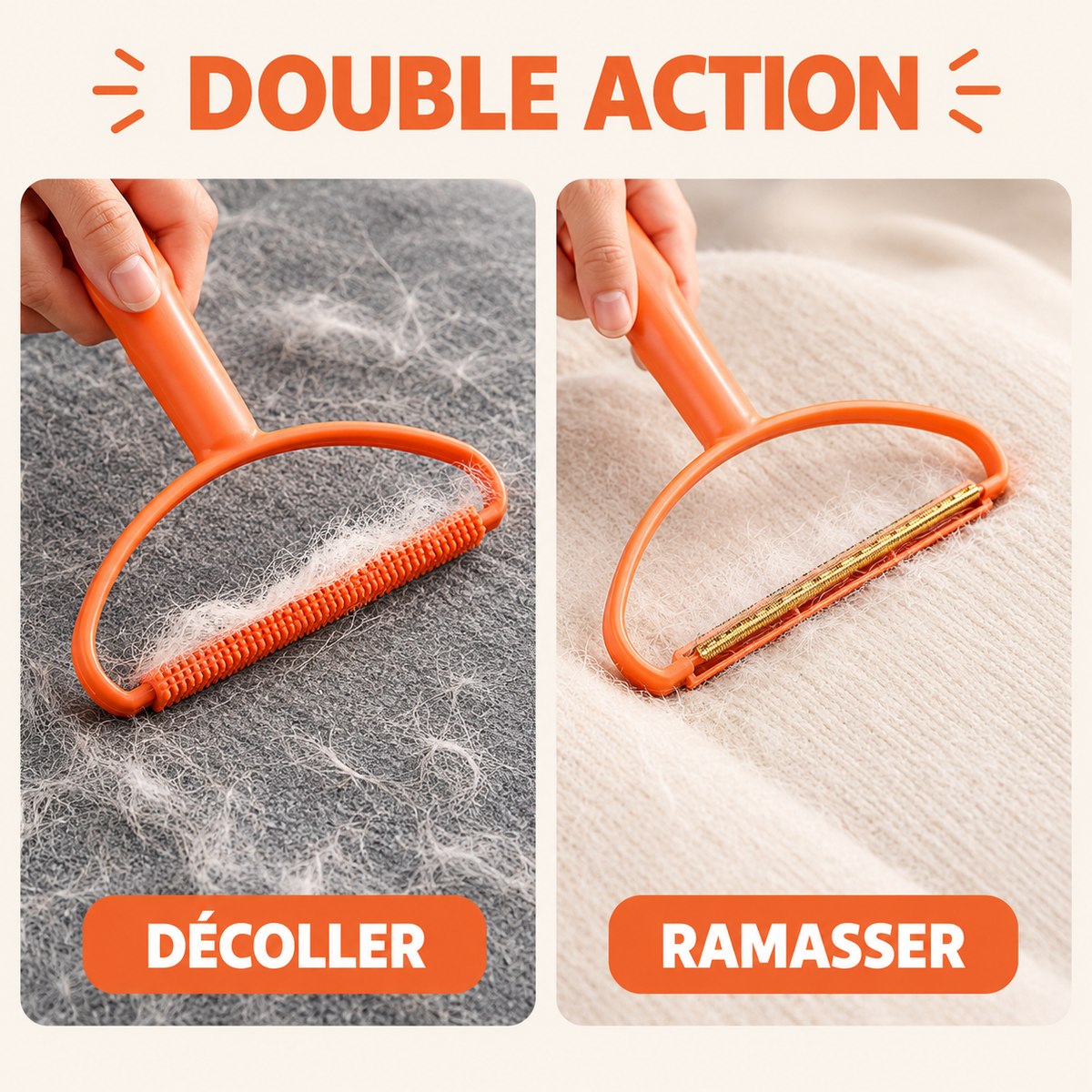 Grattoir anti-poils double face réutilisable